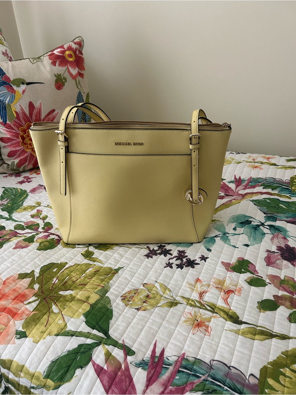 Michael Kors Pale Yellow Saffiano Leather Tote